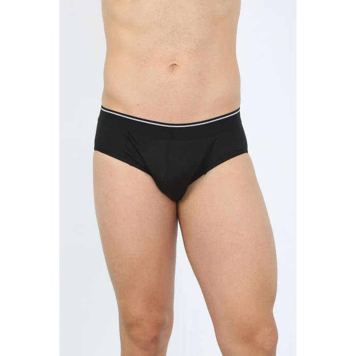 Moda Çizgi Erkek Pamuk 3lü Siyah Beyaz Gri Likralı Slip 40123