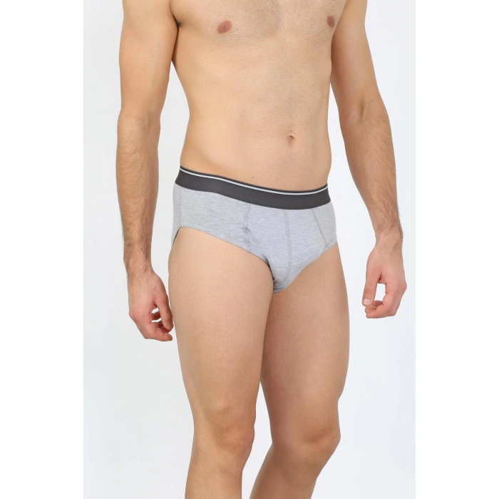 Moda Çizgi Erkek Pamuk 3lü Siyah Beyaz Gri Likralı Slip 40123