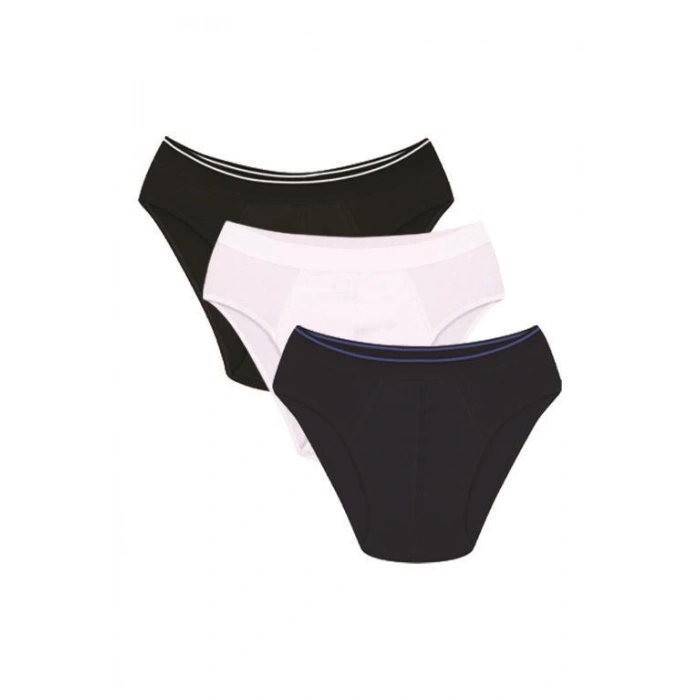 Moda Çizgi Erkek Pamuk 3lü Siyah Beyaz Laci Likralı Slip 40122