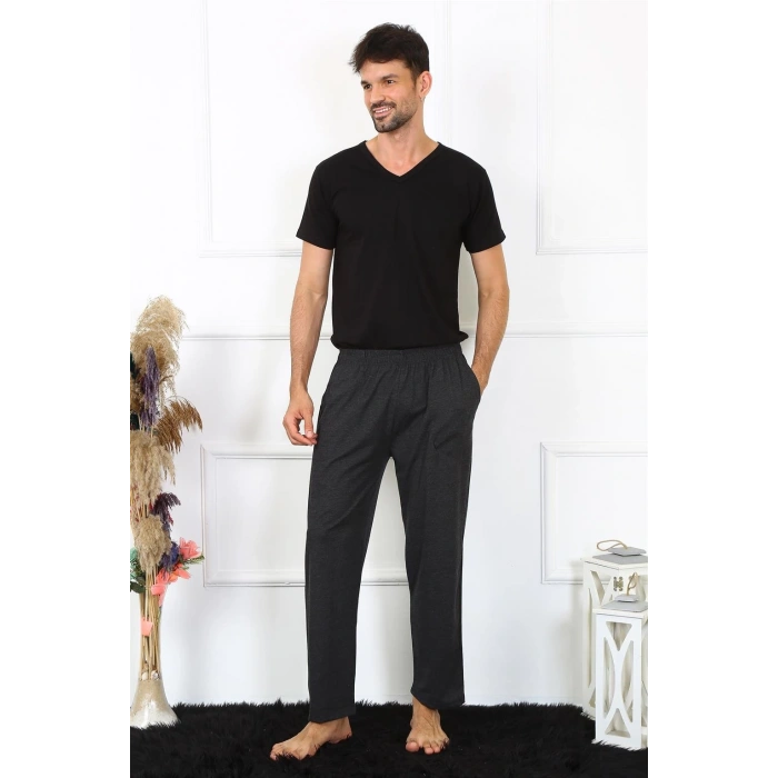 Moda Çizgi Erkek Pamuk Antrasit Tek Alt Pijama 27495