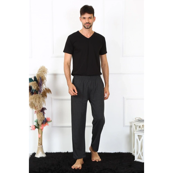Moda Çizgi Erkek Pamuk Antrasit Tek Alt Pijama 27495