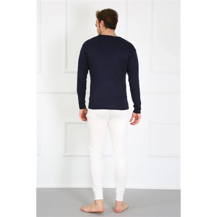 Moda Çizgi Erkek Pamuk Beyaz Tek Alt İçlik 19102