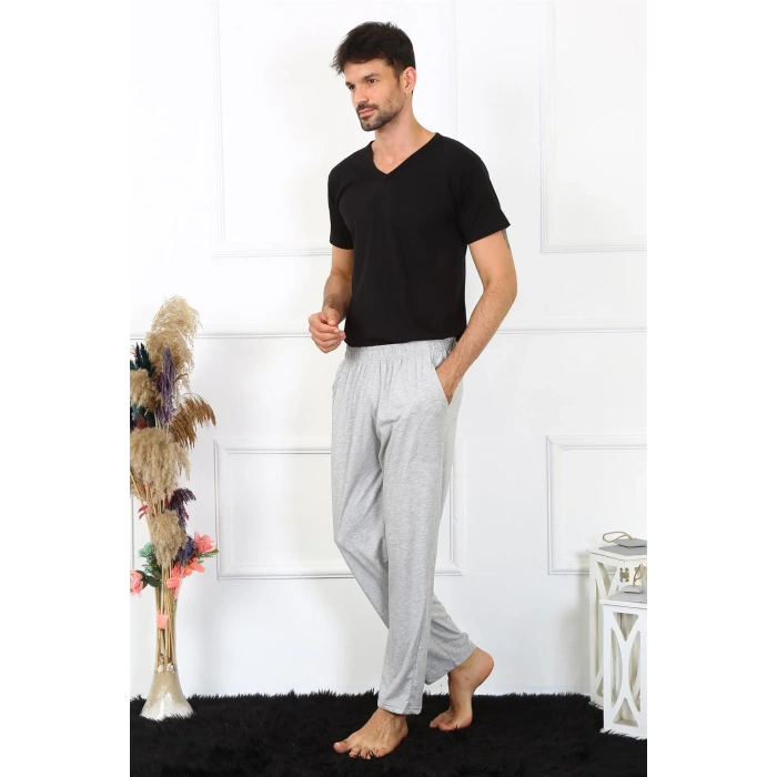 Moda Çizgi Erkek Pamuk Gri Tek Alt Pijama 27495