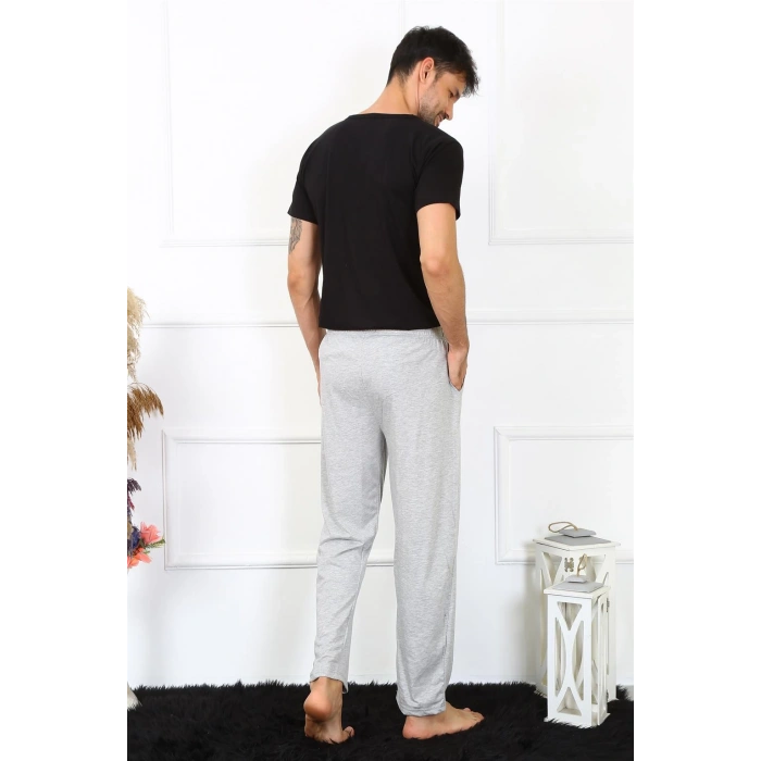 Moda Çizgi Erkek Pamuk Gri Tek Alt Pijama 27495