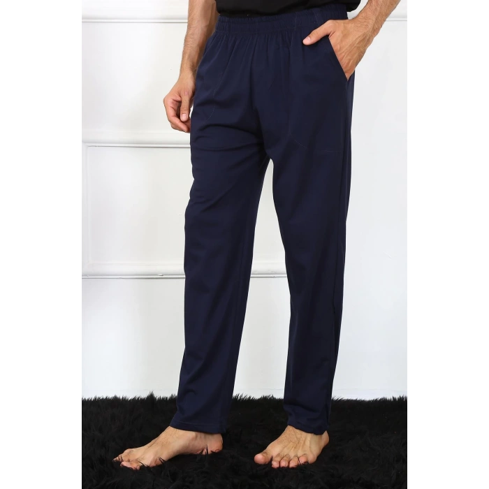 Moda Çizgi Erkek Pamuk Lacivert Tek Alt Pijama 27495