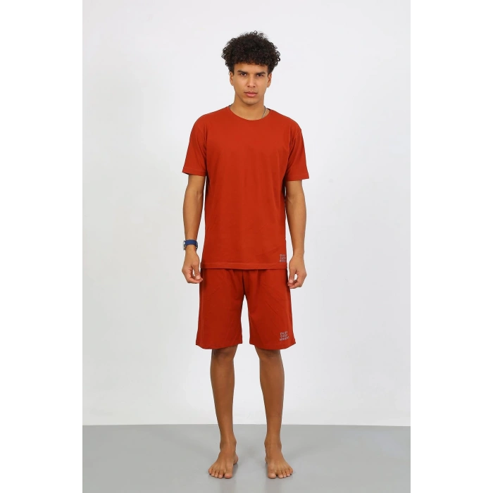 Moda Çizgi Erkek Pamuk Lakost Alt Üst Kaprili Pijama Takım Kremit 6872