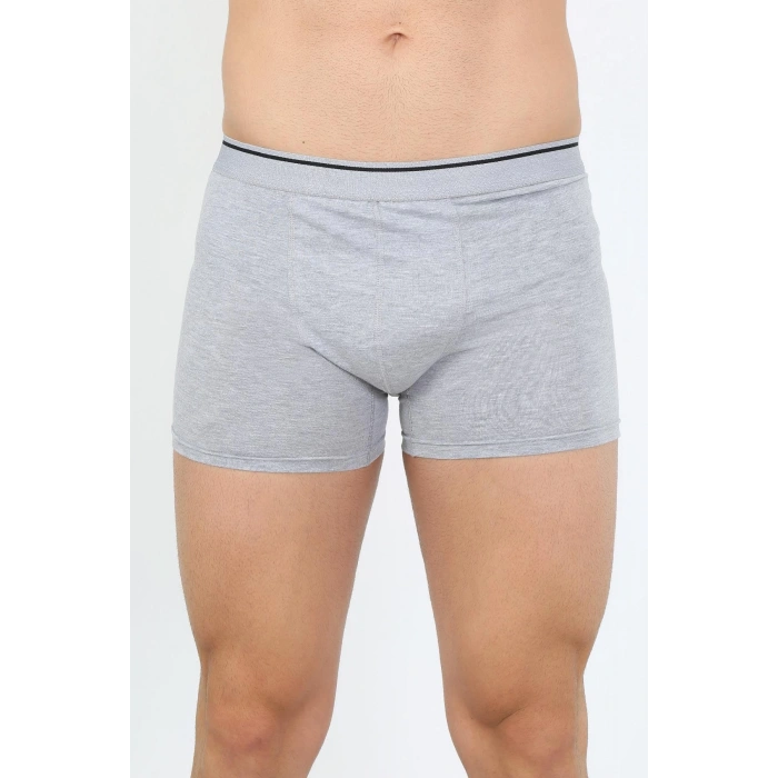Moda Çizgi Erkek Pamuk Likralı Boxer Gri 40133