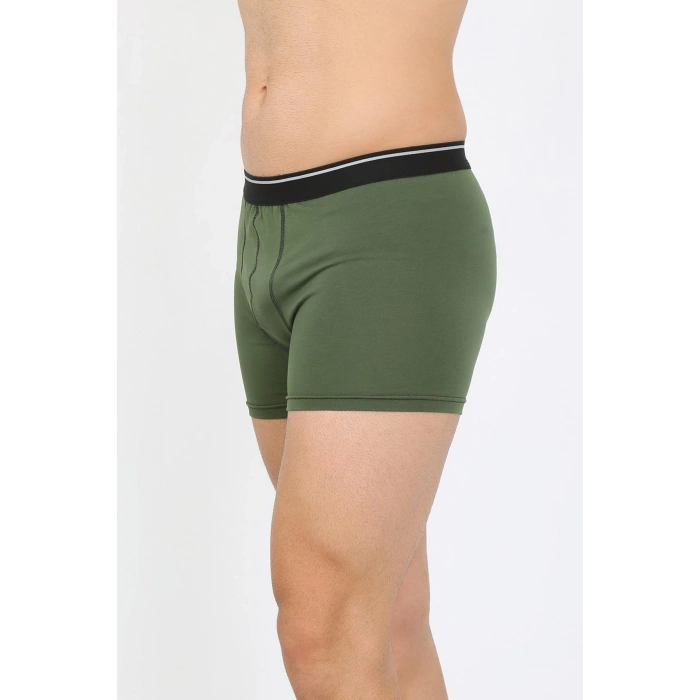 Moda Çizgi Erkek Pamuk Likralı Boxer Haki 40133