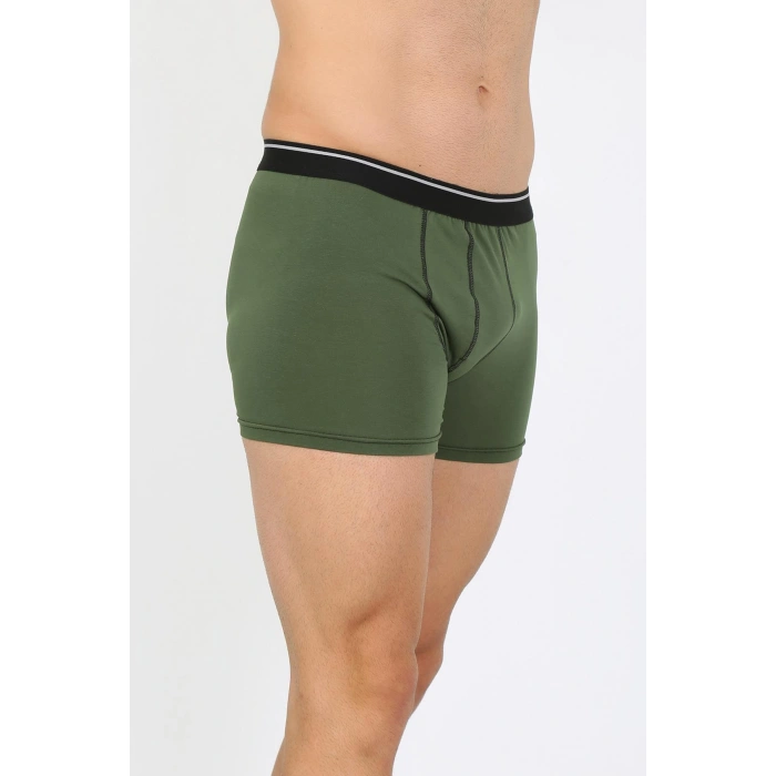 Moda Çizgi Erkek Pamuk Likralı Boxer Haki 40133