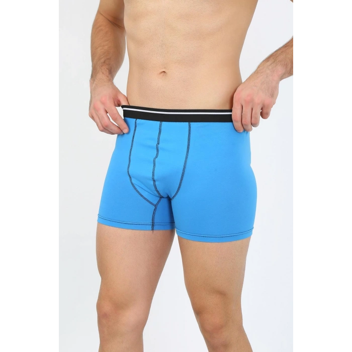 Moda Çizgi Erkek Pamuk Likralı Boxer Mavi 40133