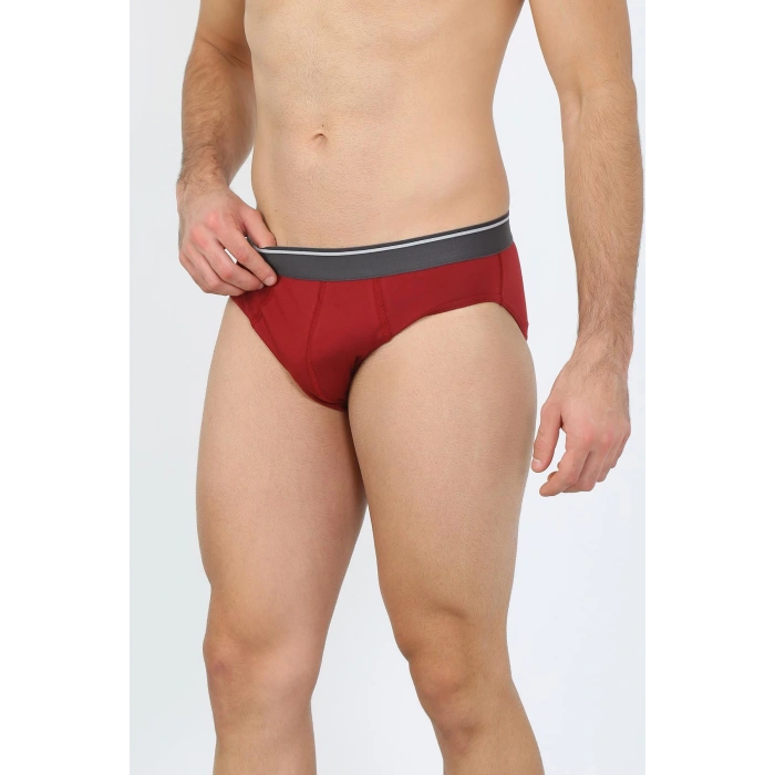 Moda Çizgi Erkek Pamuk Likralı Slip Bordo 40132