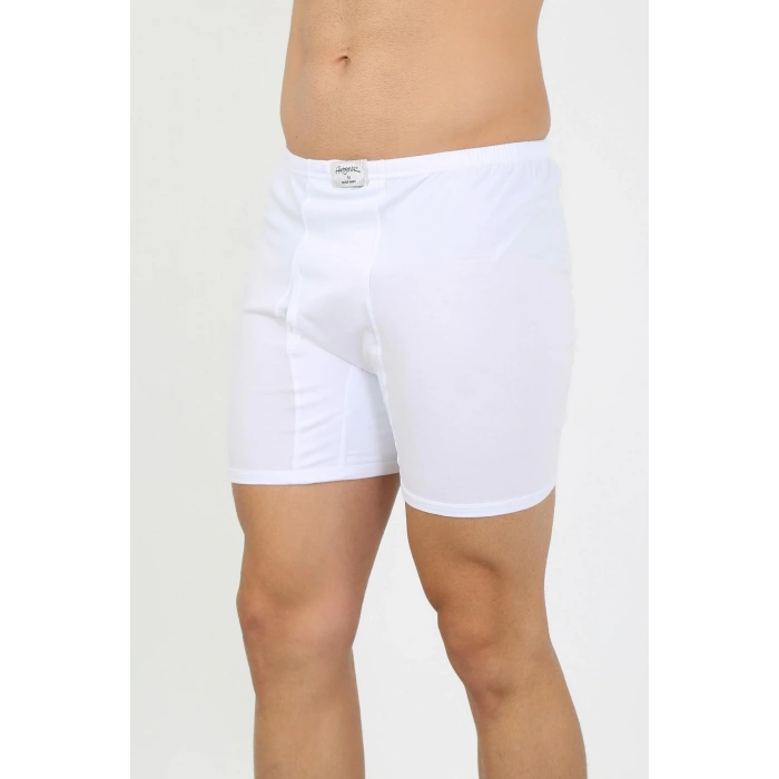 Moda Çizgi Erkek Pamuk Paçalı Külot Beyaz 40130
