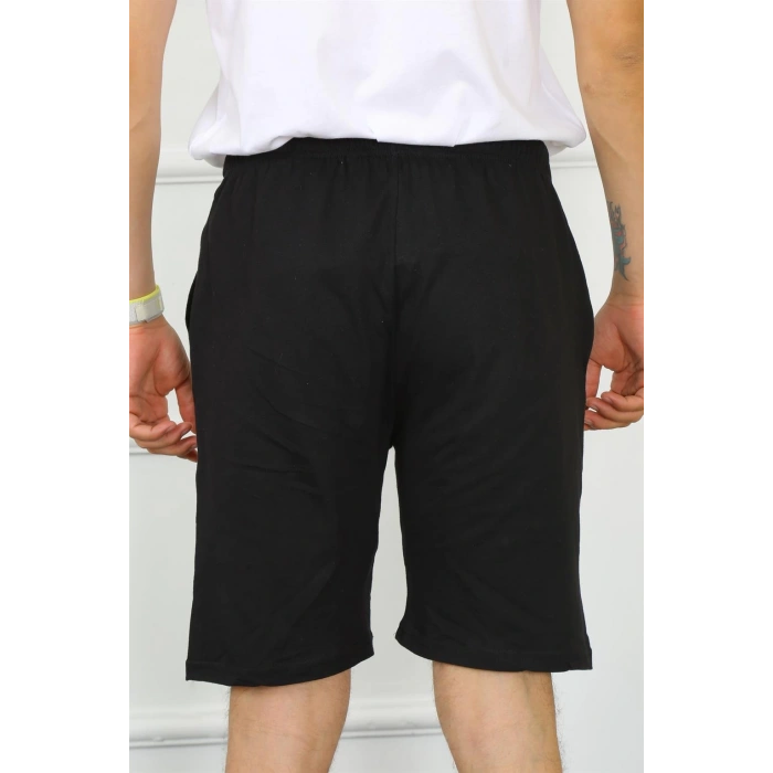 Moda Çizgi Erkek Pamuk Siyah Şort 27484