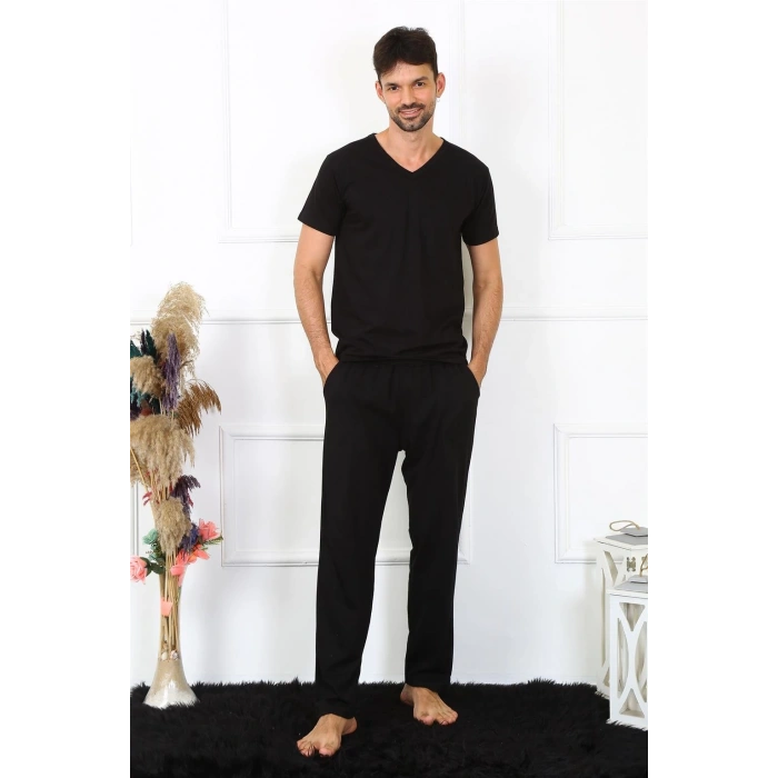 Moda Çizgi Erkek Pamuk Siyah Tek Alt Pijama 27495