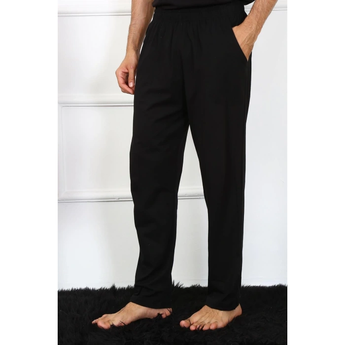 Moda Çizgi Erkek Pamuk Siyah Tek Alt Pijama 27495