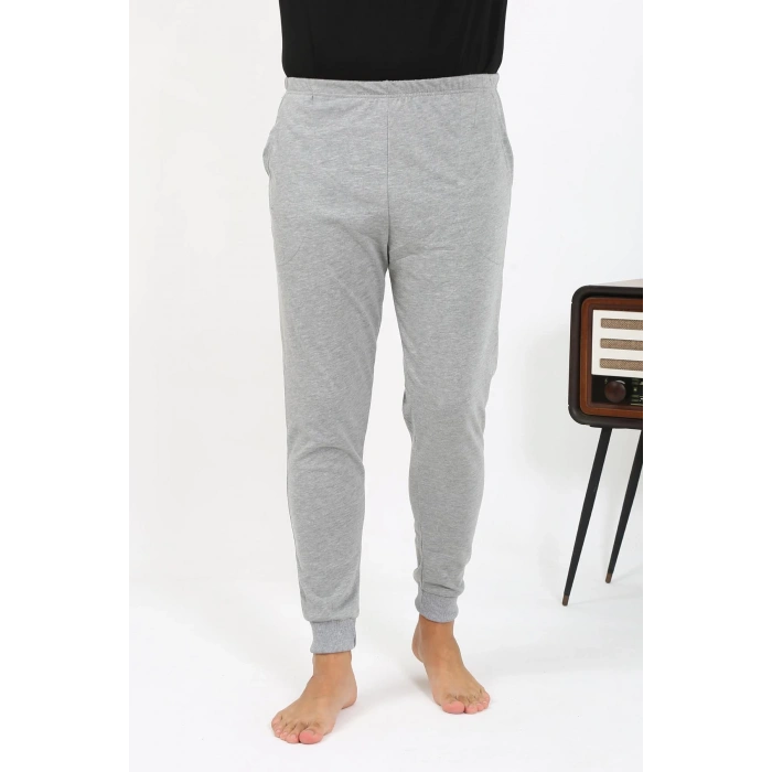 Moda Çizgi Erkek Pamuk Tek Alt Pijama Gri 27551
