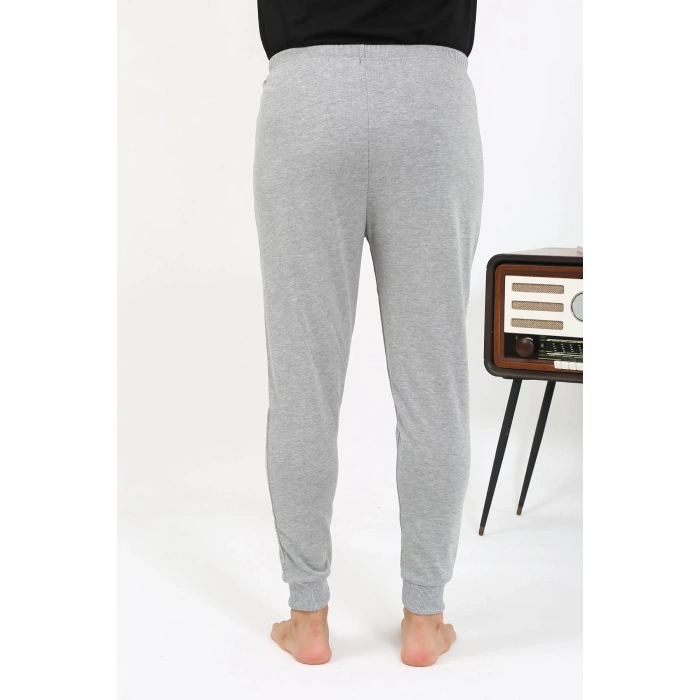 Moda Çizgi Erkek Pamuk Tek Alt Pijama Gri 27551