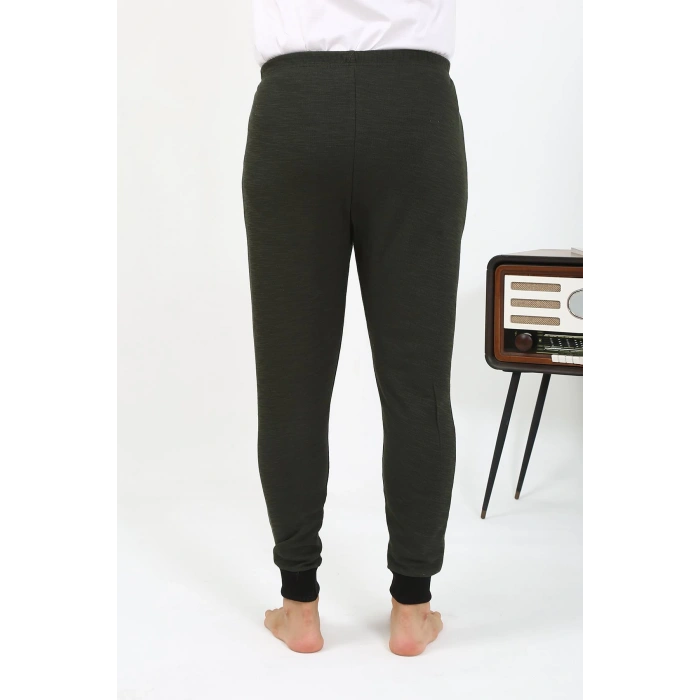 Moda Çizgi Erkek Pamuk Tek Alt Pijama Haki 27551