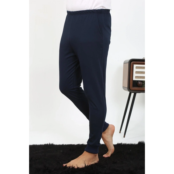 Moda Çizgi Erkek Pamuk Tek Alt Pijama Lacivert 27551