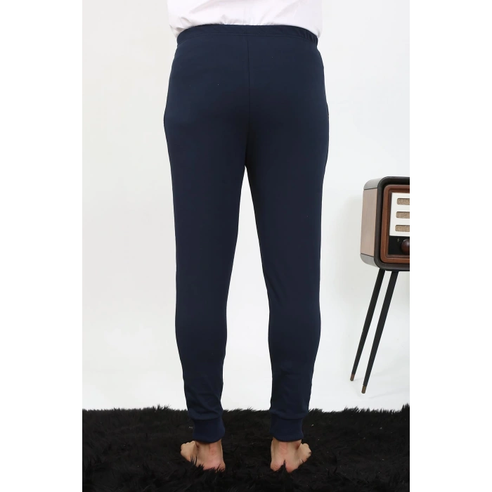 Moda Çizgi Erkek Pamuk Tek Alt Pijama Lacivert 27551