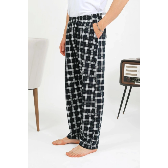 Moda Çizgi Erkek Pamuk Tek Alt Pijama Lacivert 27562