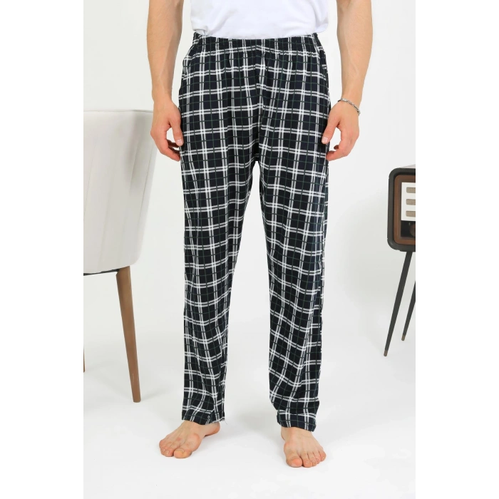 Moda Çizgi Erkek Pamuk Tek Alt Pijama Lacivert 27562