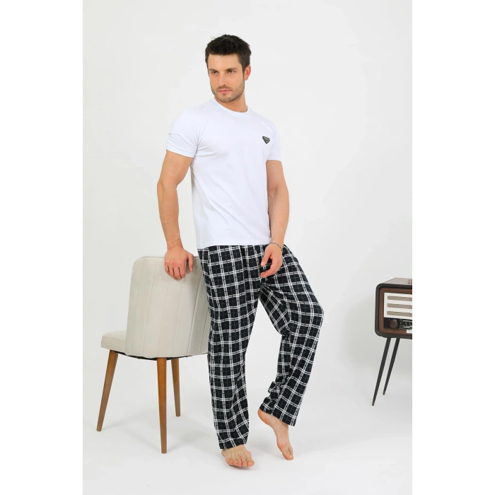 Moda Çizgi Erkek Pamuk Tek Alt Pijama Lacivert 27562