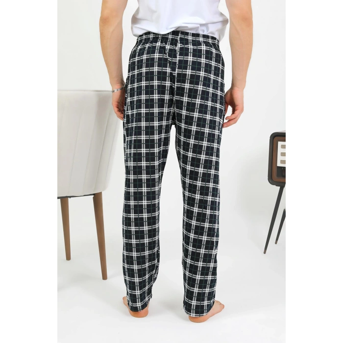 Moda Çizgi Erkek Pamuk Tek Alt Pijama Lacivert 27562