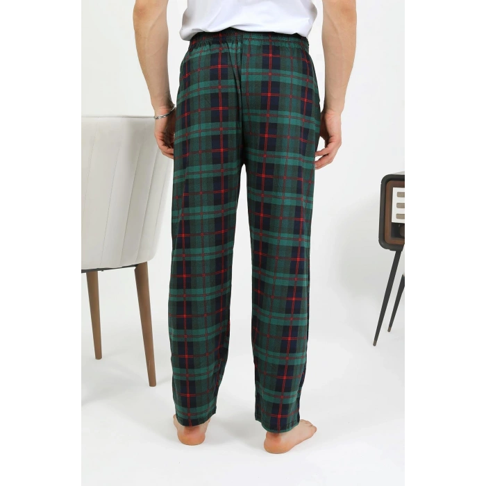 Moda Çizgi Erkek Pamuk Tek Alt Pijama Yeşil 27562