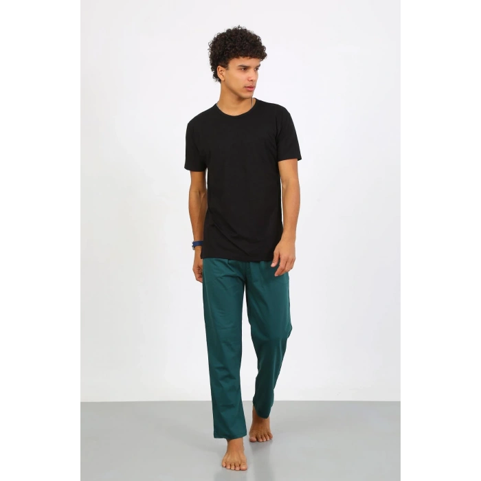 Moda Çizgi Erkek Pamuk Yeşil Tek Alt Pijama 27495