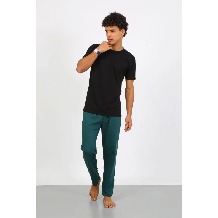 Moda Çizgi Erkek Pamuk Yeşil Tek Alt Pijama 27495
