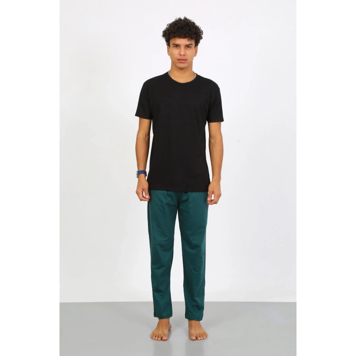 Moda Çizgi Erkek Pamuk Yeşil Tek Alt Pijama 27495