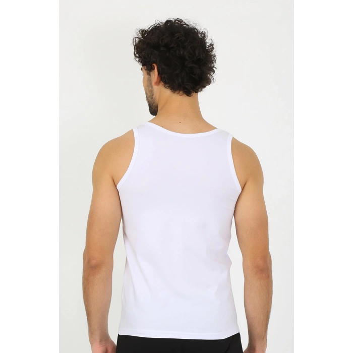moda çizgi Erkek Penye Beyaz Atlet  6566