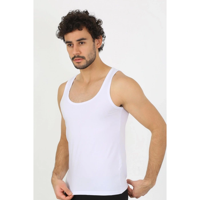 moda çizgi Erkek Penye Beyaz Atlet  6566