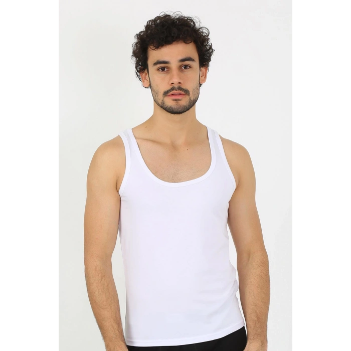 moda çizgi Erkek Penye Beyaz Atlet  6566