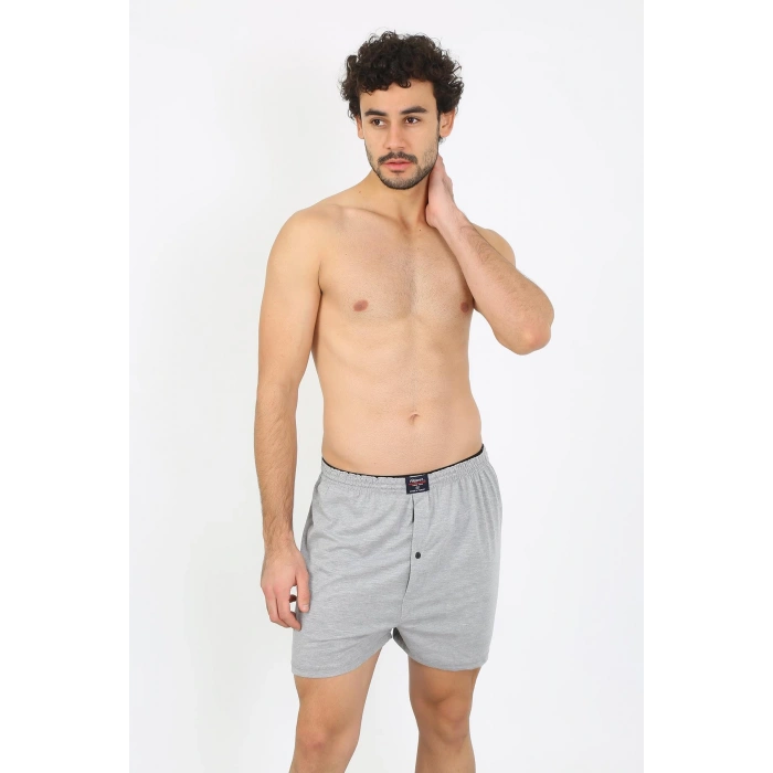 Moda Çizgi Erkek Penye Boxer Gri 40091