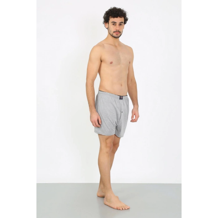 Moda Çizgi Erkek Penye Boxer Gri 40091