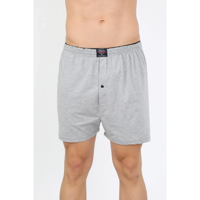 Moda Çizgi Erkek Penye Boxer Gri 40091