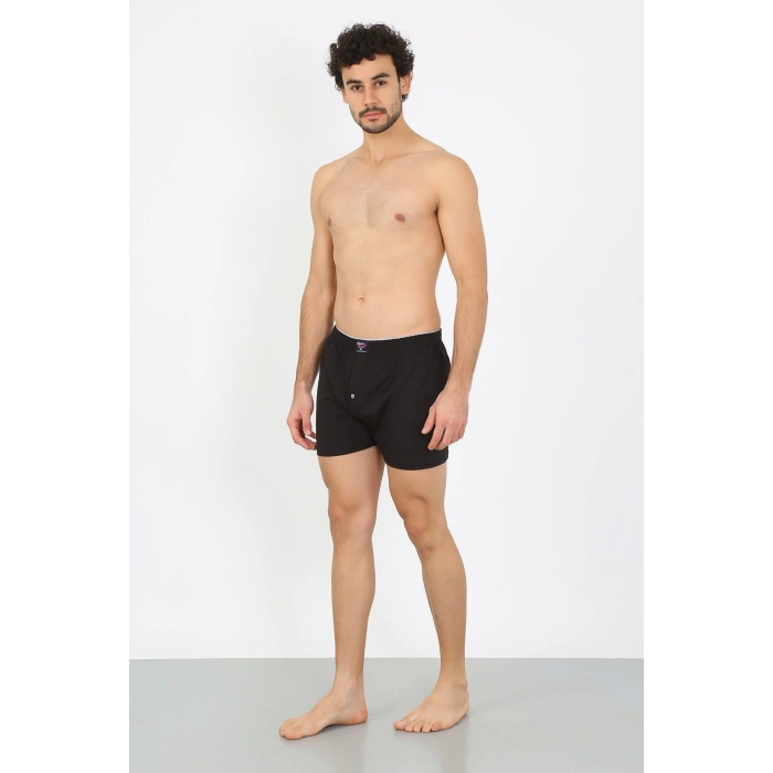 Moda Çizgi Erkek Penye Boxer Siyah 40091