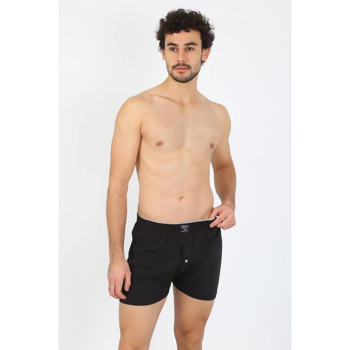 Moda Çizgi Erkek Penye Boxer Siyah 40091