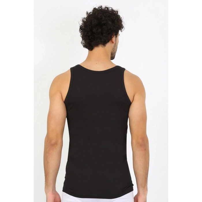 moda çizgi Erkek Penye Siyah Atlet 6566