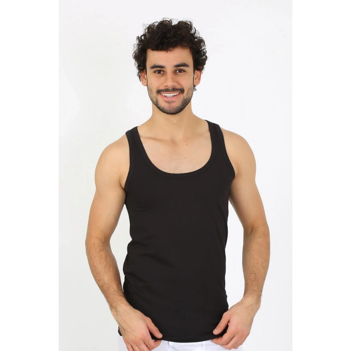 moda çizgi Erkek Penye Siyah Atlet 6566