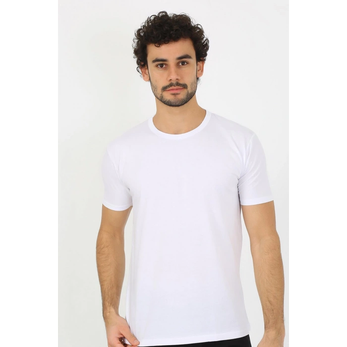 moda çizgi Erkek Sıfır Yaka Beyaz Penye Atlet 6567