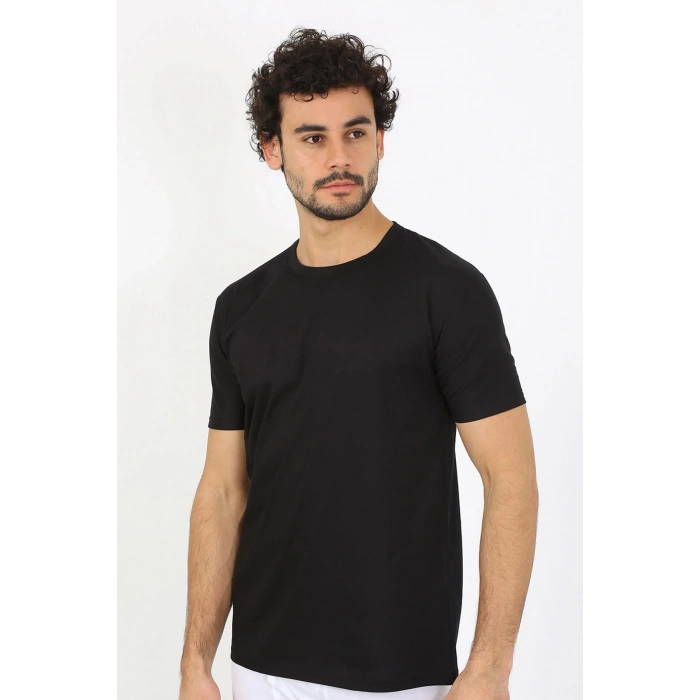 moda çizgi Erkek Sıfır Yaka Siyah Penye Atlet 6567