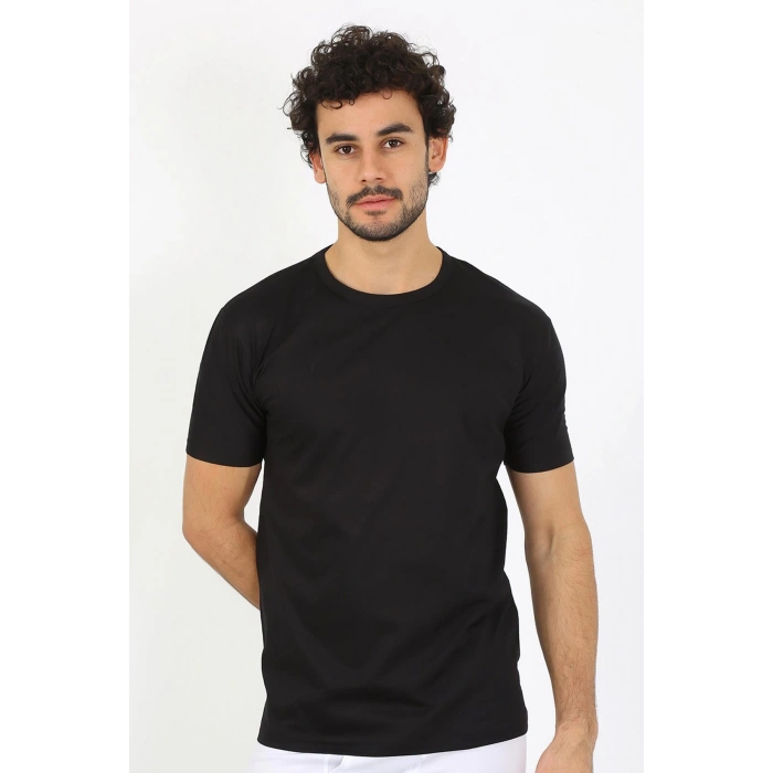 moda çizgi Erkek Sıfır Yaka Siyah Penye Atlet 6567