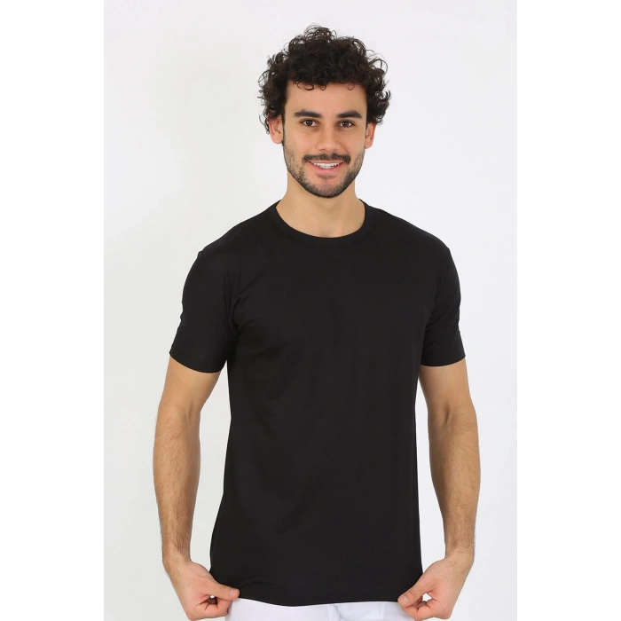 moda çizgi Erkek Sıfır Yaka Siyah Penye Atlet 6567