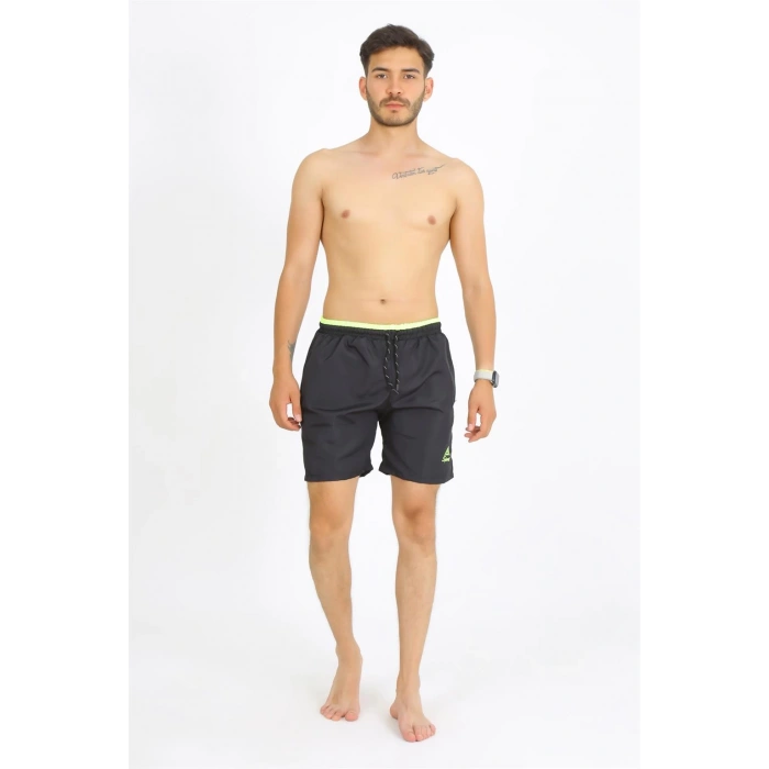 Moda Çizgi Erkek Siyah Deniz Şortu 27485