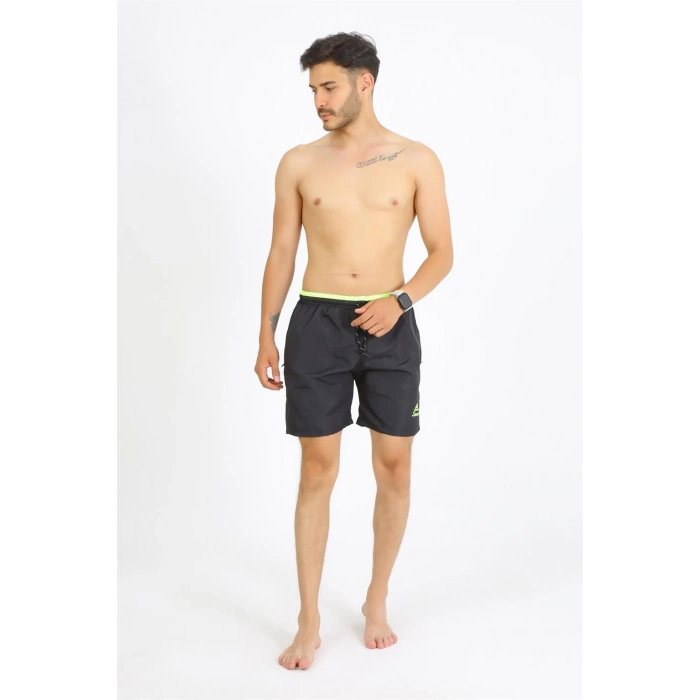 Moda Çizgi Erkek Siyah Deniz Şortu 27485