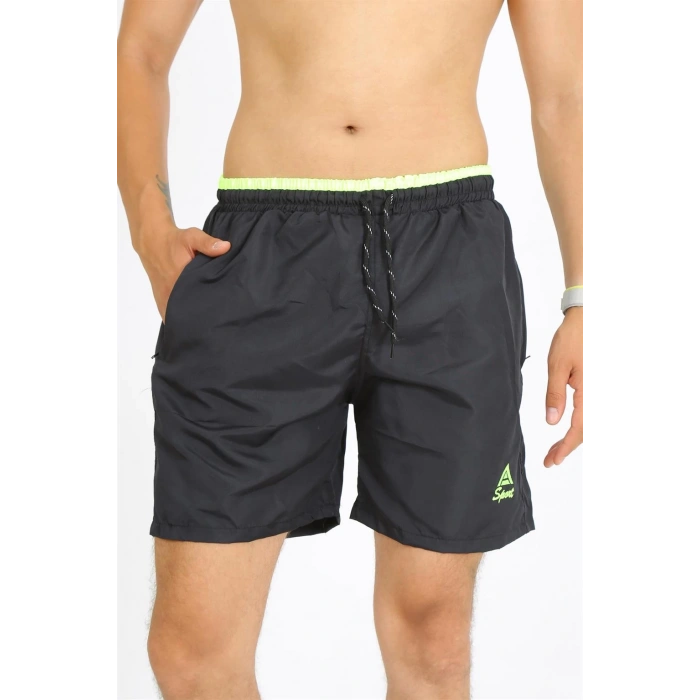 Moda Çizgi Erkek Siyah Deniz Şortu 27485