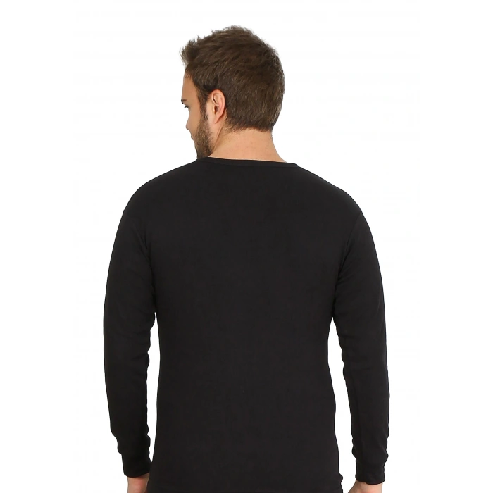 Moda Çizgi Erkek Termal Üst Kışlık İçlik Siyah 6869